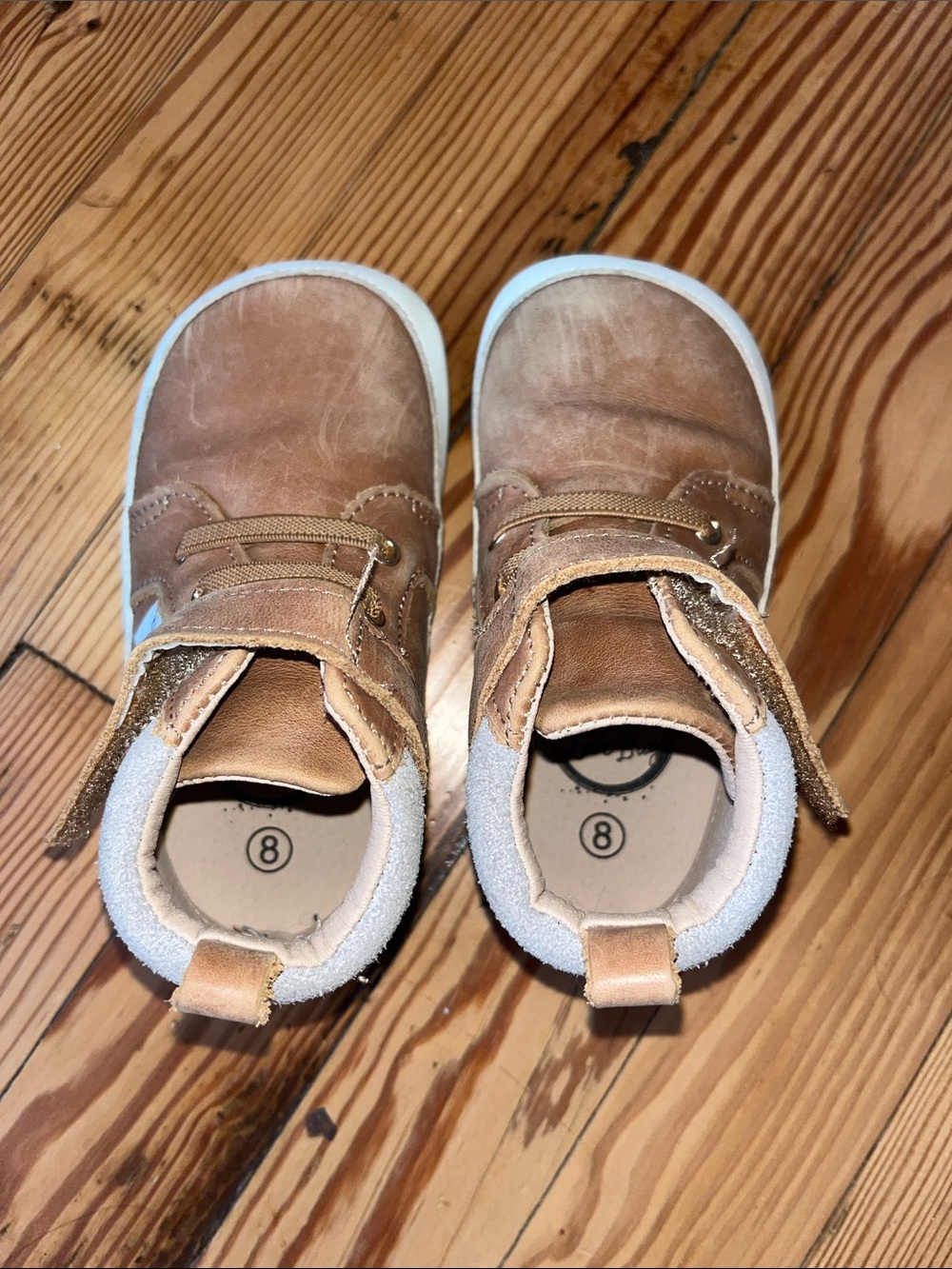 Little Kids Brown Leather-Look High-Top Sneakers